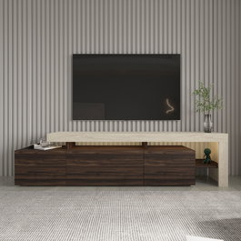 Hanah Home Soporte para TV Travertino y Nogal con Luces LED